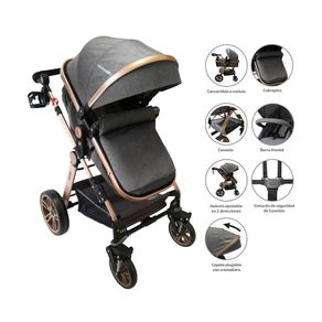 Coche Bebe Tipo Moises Alizze Gris Happy Baby