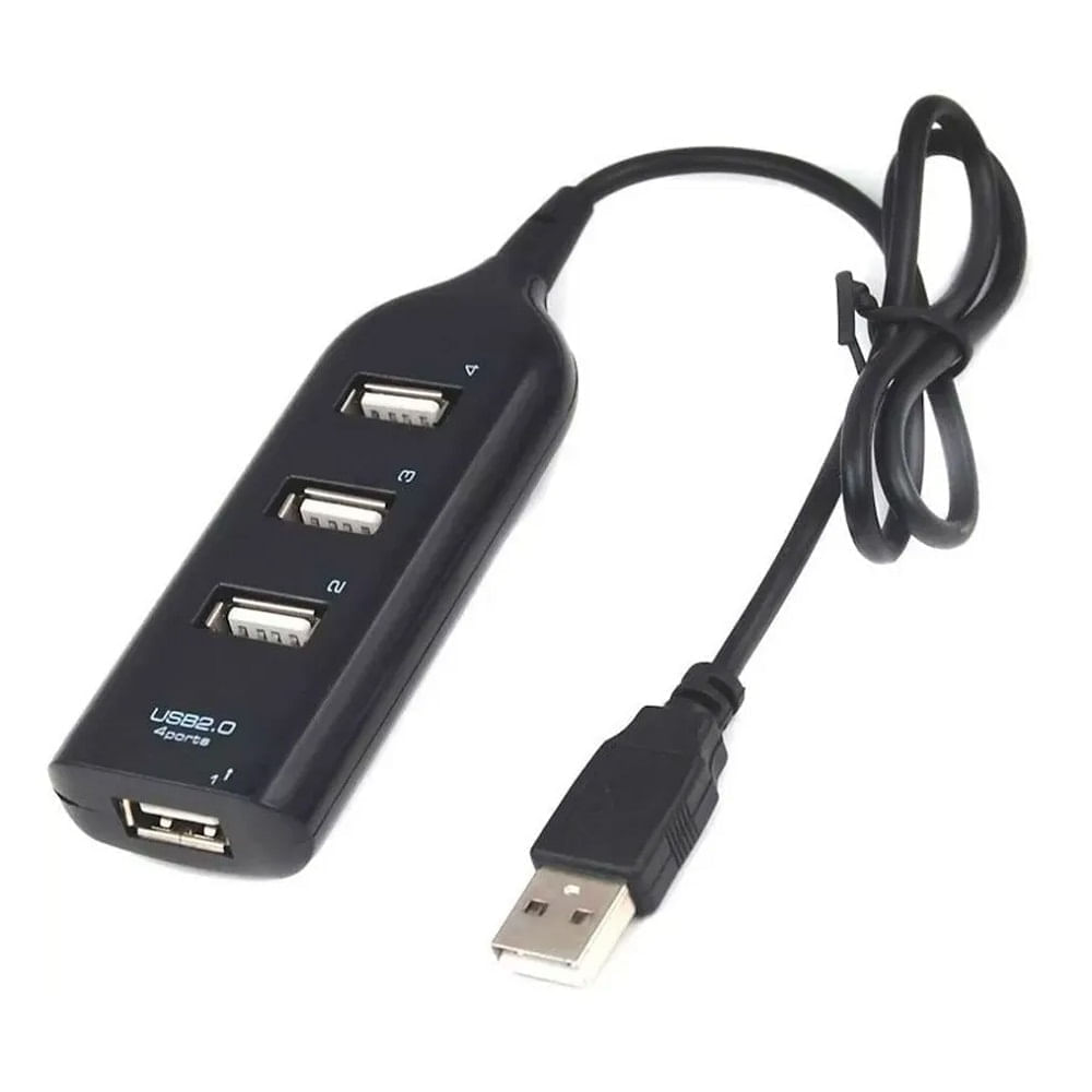 Hub Plano USB Jaltech 4 Puertos 2.0 Negro