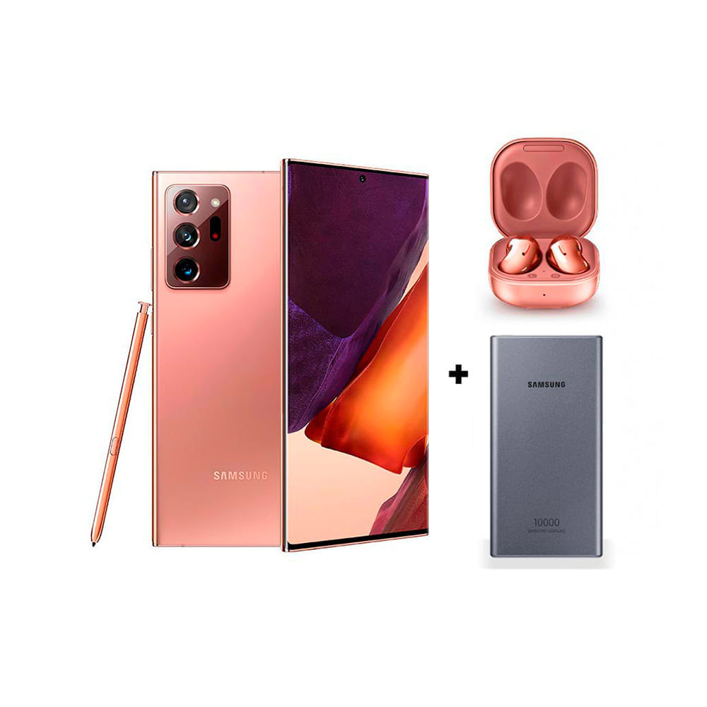 Celular Samsung Galaxy Note 20 6,9" 256GB Ultra Bronce + Audifonos Buds Live Cobre + Paquete De Bateria Gris 10.000 Mah (25W)