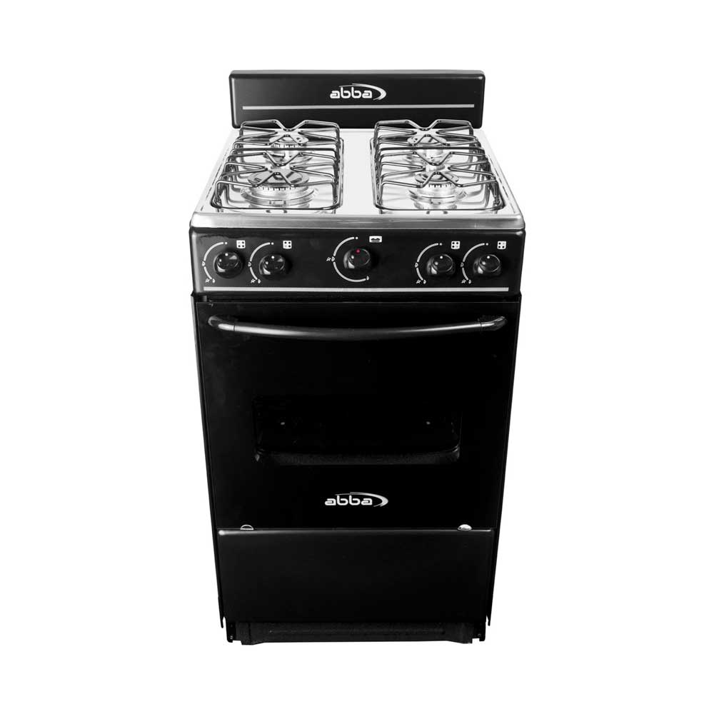 Estufa de piso con horno Abba AT 101-3N N 4 puestos gas natural acero inoxidable Negra