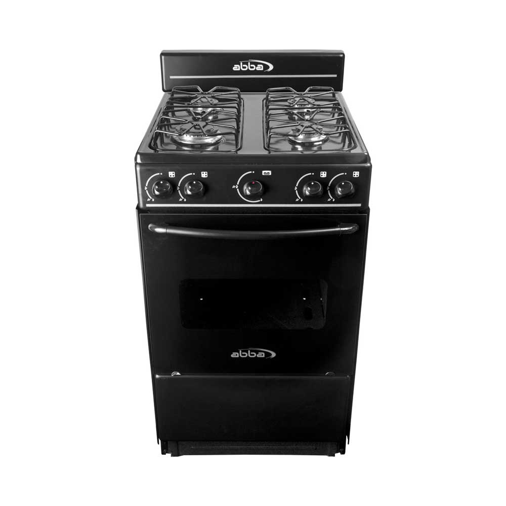 Estufa de piso con horno Abba AT 101-1N N 4 puestos gas natural mesa porcelanizada Negra