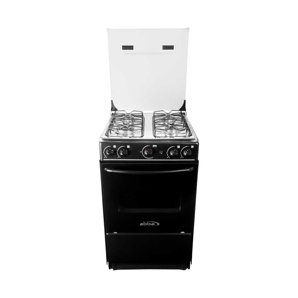 Estufa de piso con horno Abba AT 101-6N N 4 puestos gas natural acero inoxidable Negra