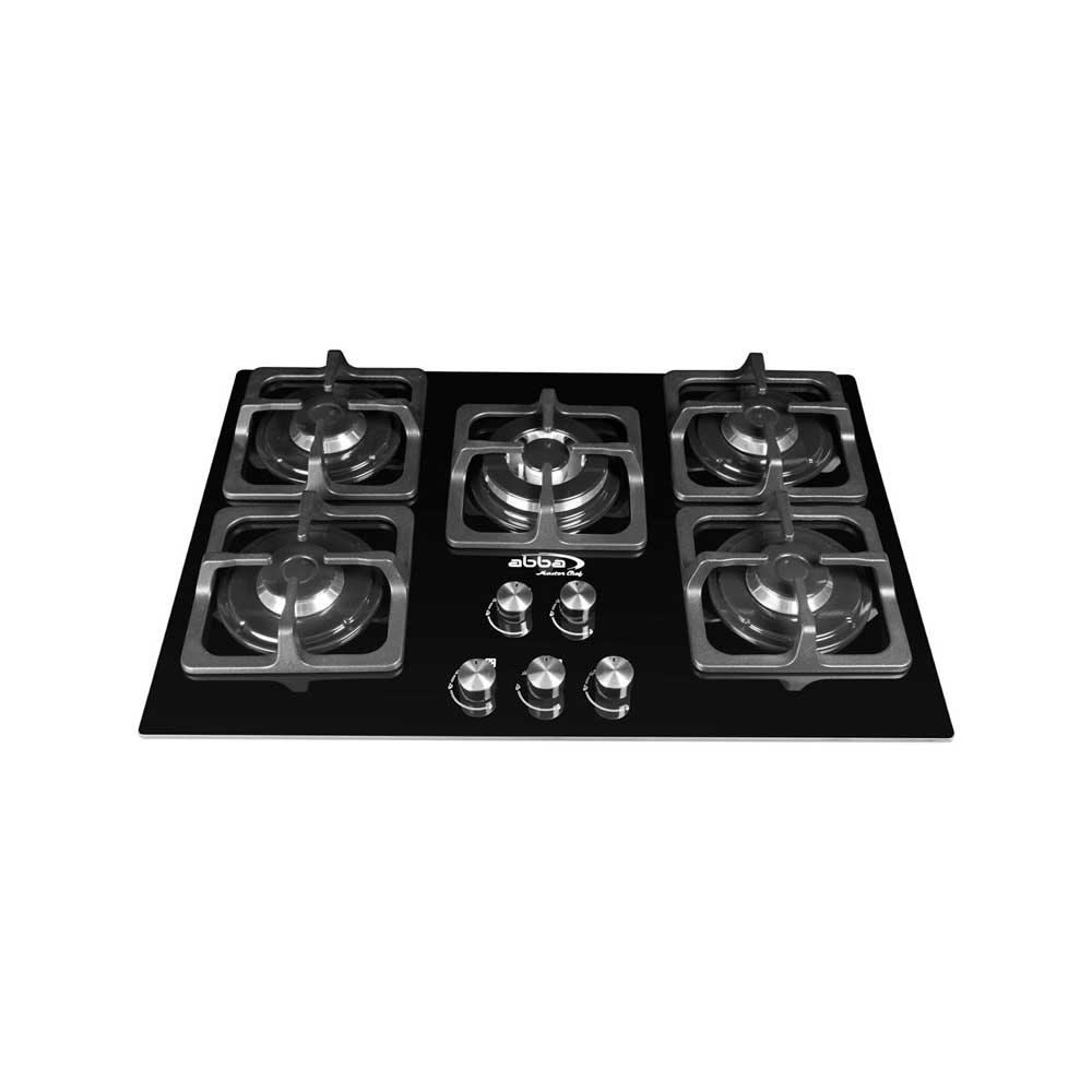 Estufa de empotrar Abba Master Chef CG 501 V5SN TC N gas natural 5 puestos triple corona Negra