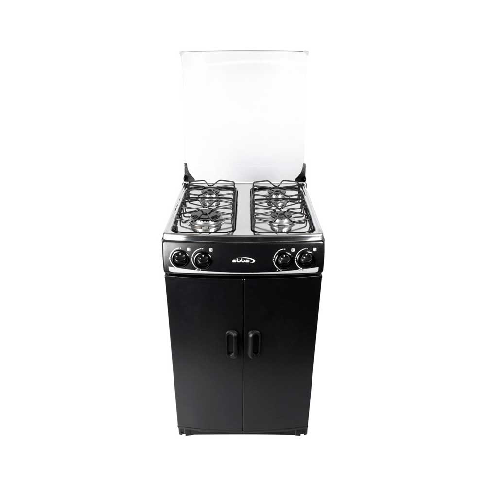 Estufa de piso Abba con gabinete AB 100-6N N 4 puestos gas natural Negra