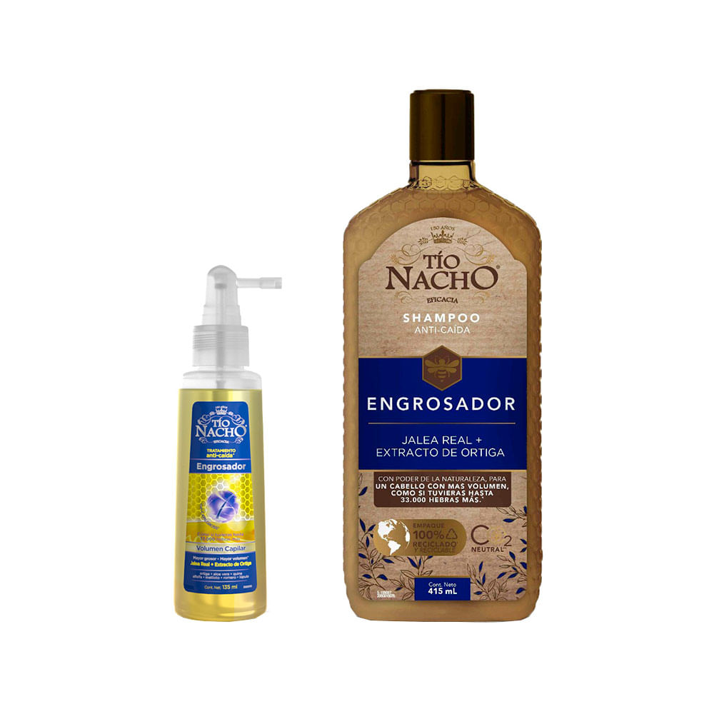 Shampoo Tio Nacho engrosador anticaída x415ml+Tratamiento x135ml