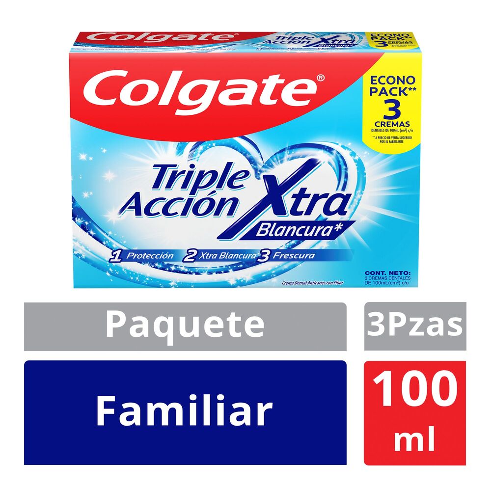 Crema Dental Colgate Triple Accion Extrablancura x100ml x3und
