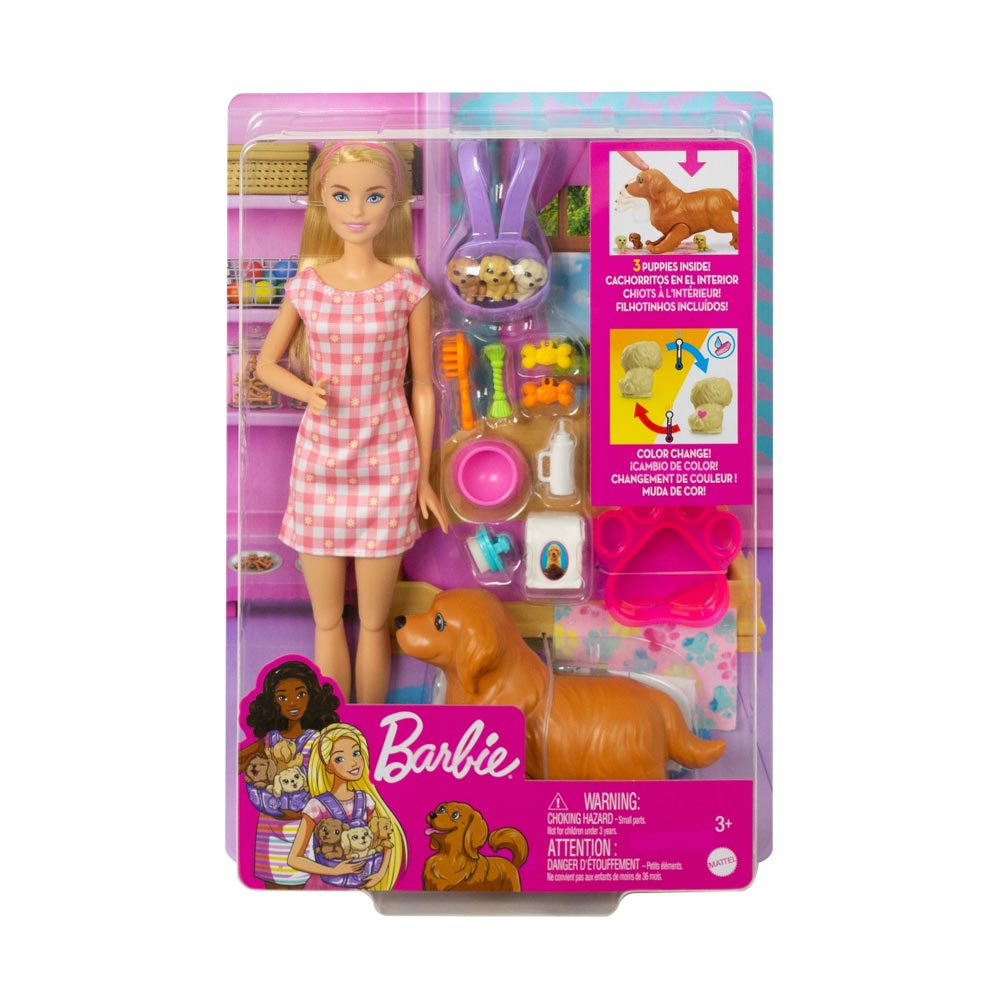 Muñeca Barbie Sisters & Pets cachorros recién nacidos