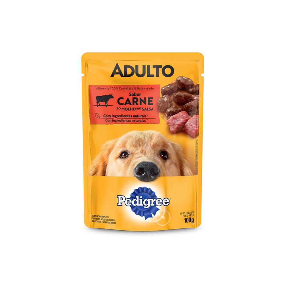Alimento húmedo Pedigree para perro adultos carne sobre x100g