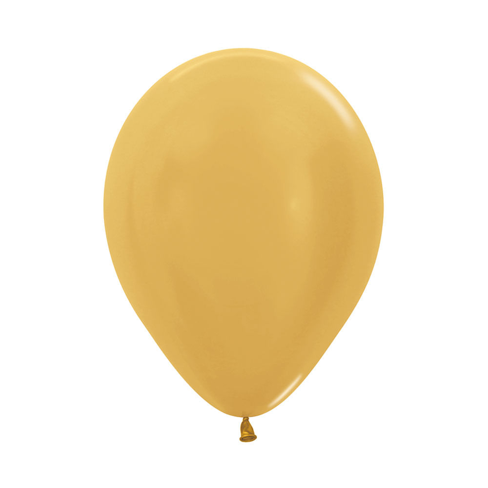 Globos R-12 metalizado Dorado x12unds
