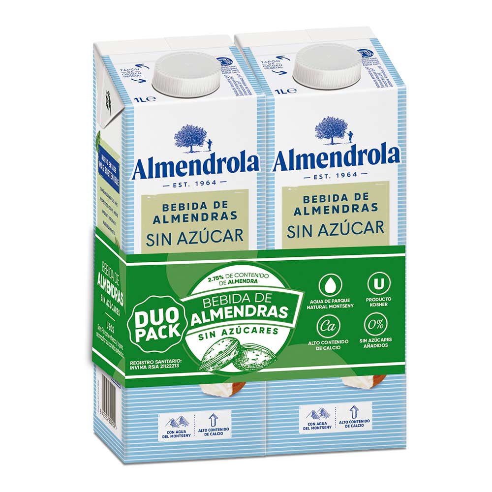 Bebida de Almendras Almendrola Sin Azúcar x2 Und x1lt