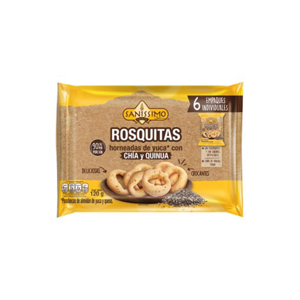 Pasabocas Sanissimo Rosquitas Chia Quinua x6unds x20g c/u