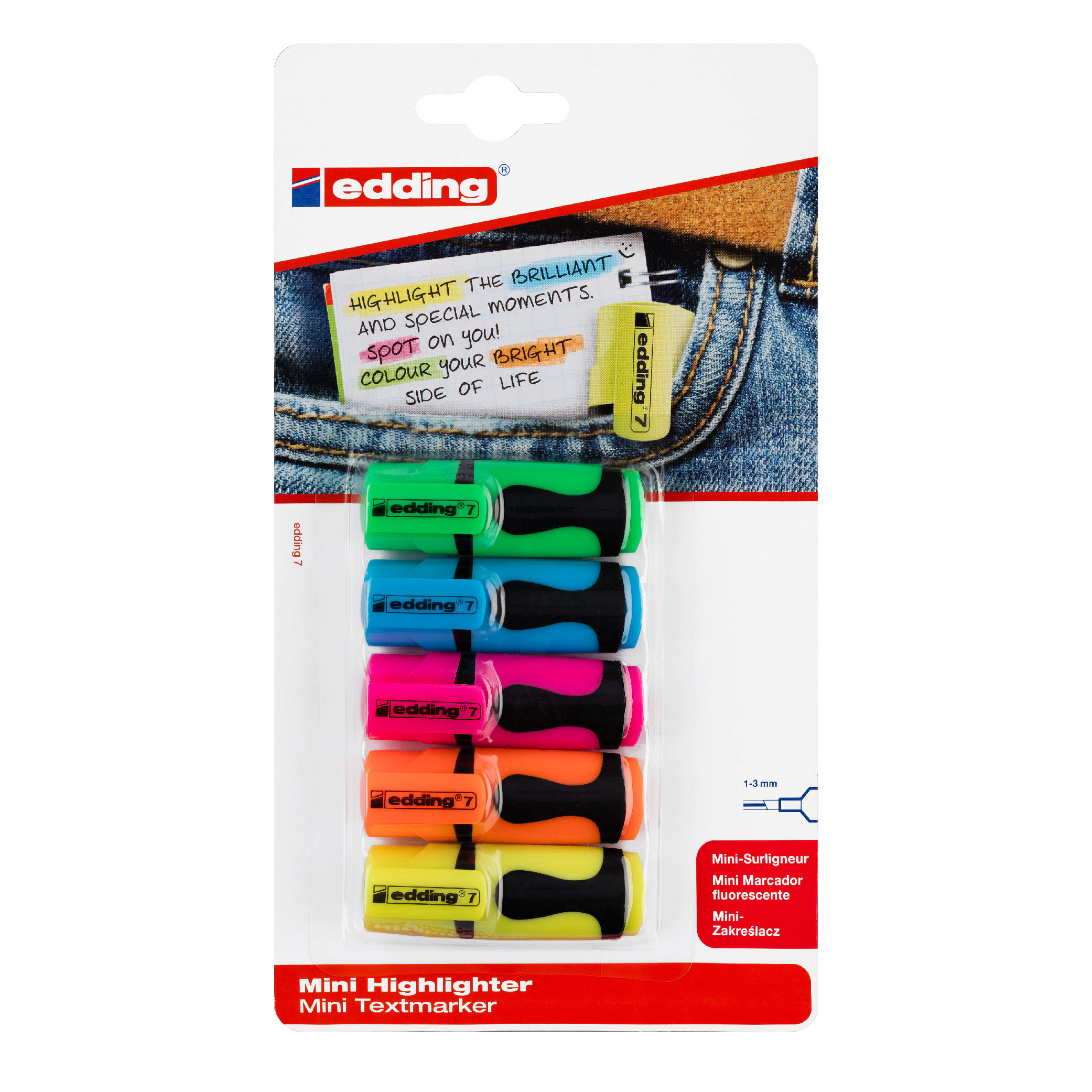 Mini resaltador colores neones e-7/5 bl edding