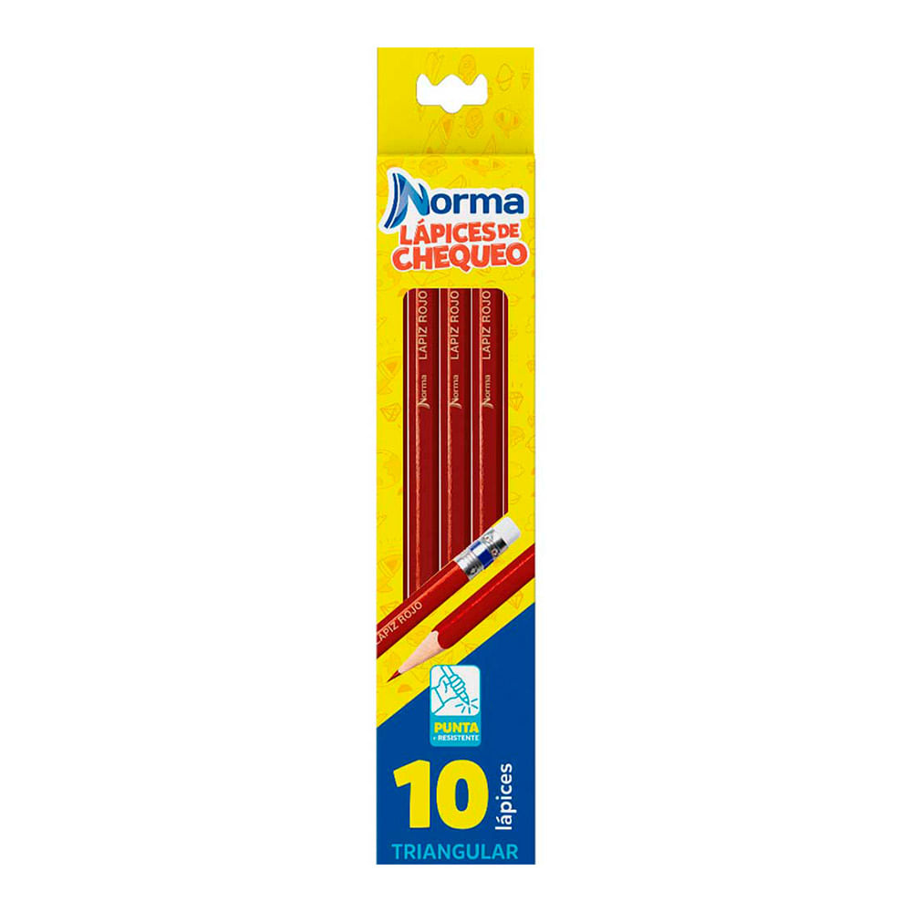 Lapiz rojo triangular Norma pleg x10