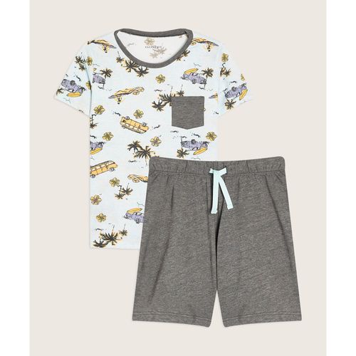 Pijama Camiseta Estampada Cuello Redondo Con Bolsillo  Y Short Unicolor  Infantil Niño 66040051 Talla 4