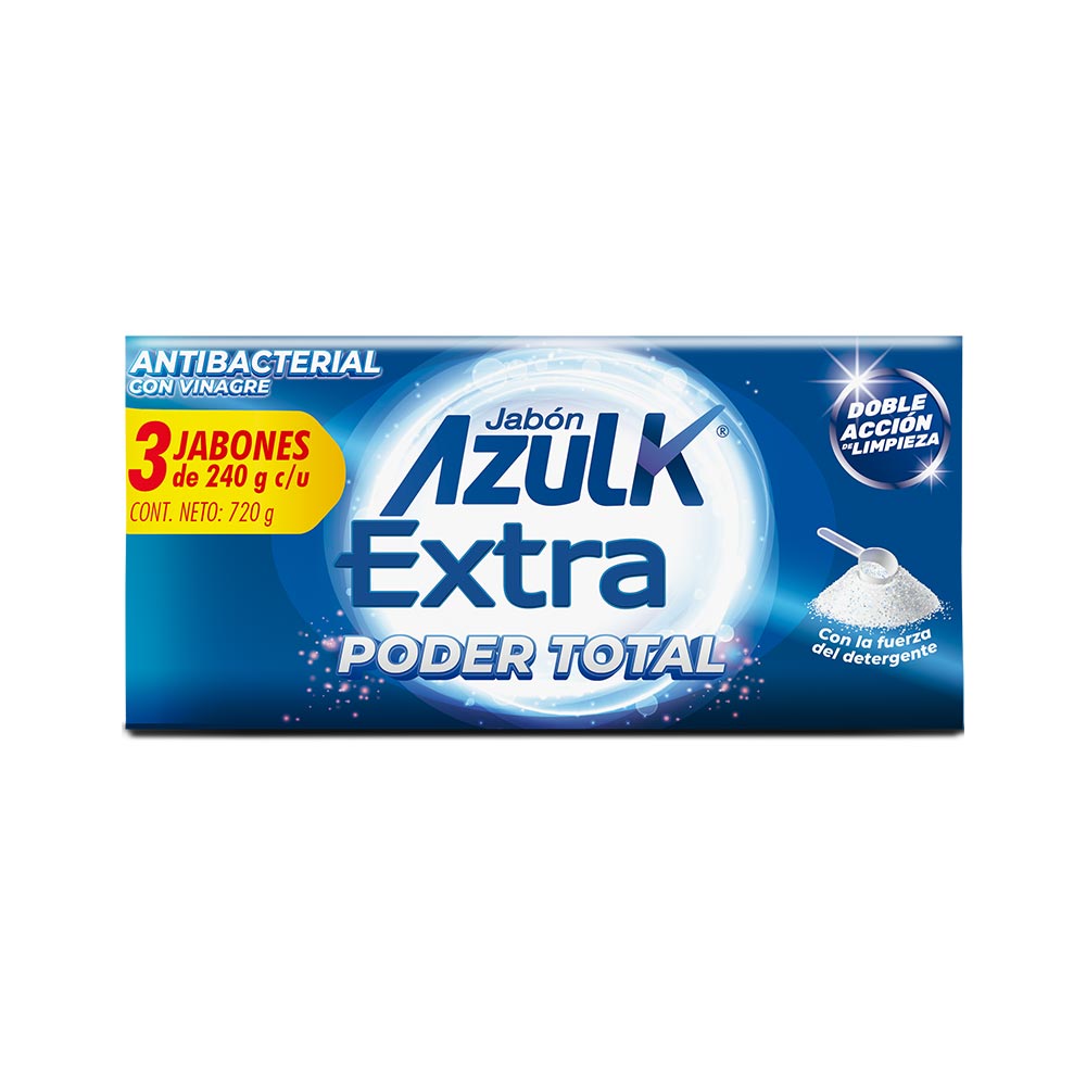 Jabon en Barra Azul K Extra Poder Total x3 Und x240grs