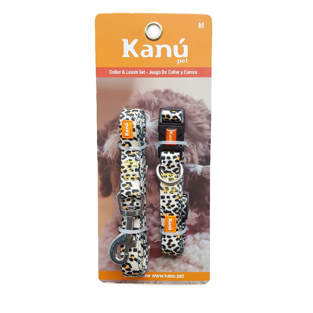 Combo Collar Y Correa Animal Print M Kanu para perro
