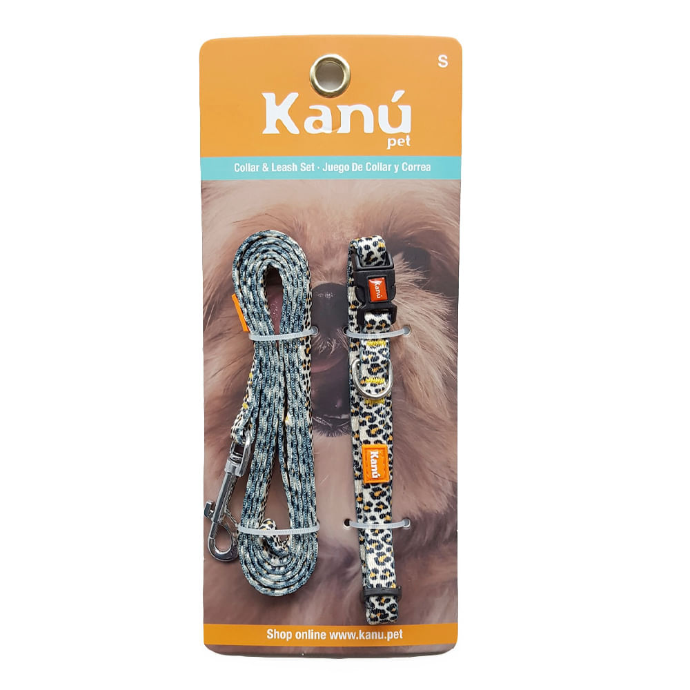 Combo Collar Y Correa Animal Print S Kanu para perro