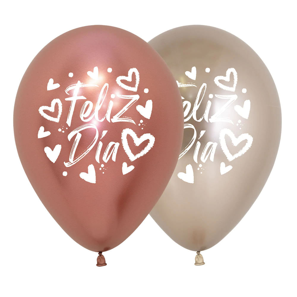 Globo R-12 Reflex Feliz Día Corazones Brillantes Surtido x12unds Sempertex