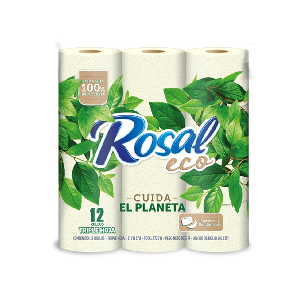 Papel higiénico Rosal eco triple hoja x12 rollos