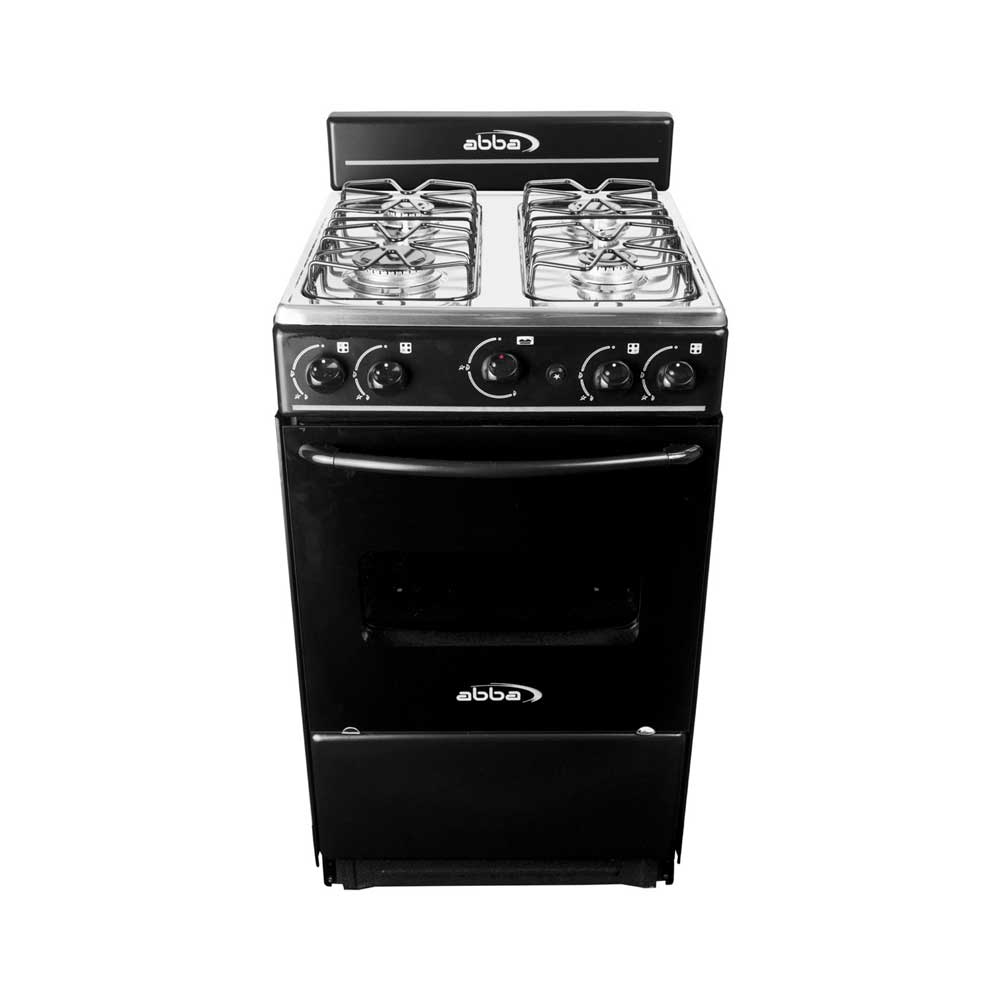 Estufa de piso con horno Abba AT 101-5 N 4 puestos gas propano acero inoxidable Negra