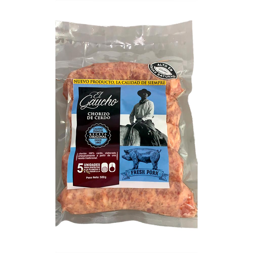 Chorizo de cerdo El Gaucho tipo argentino x500g