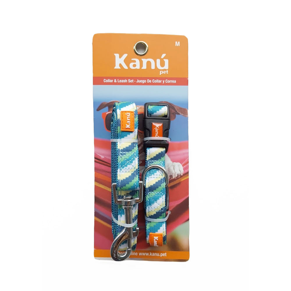 Combo Collar Y Correa Rayas M Kanu para perro