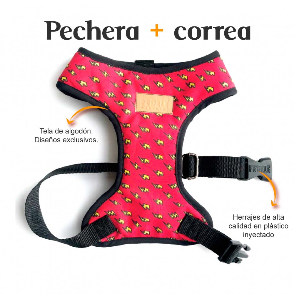 Pechera y Correa Rayos Fedele Para Perro XS