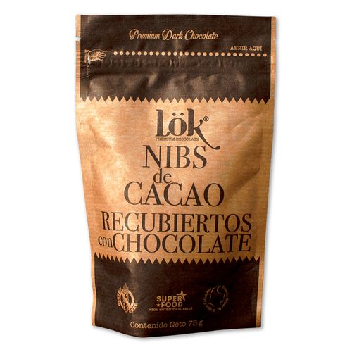 Snack Lok nibs cacao recubierto chocolate x75g
