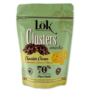 Snack Lok chocolate oscuro 70% almendra quinoa pina x75g