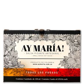Salsa AyMaria Mulata picante artesanal x3und x120ml c/u