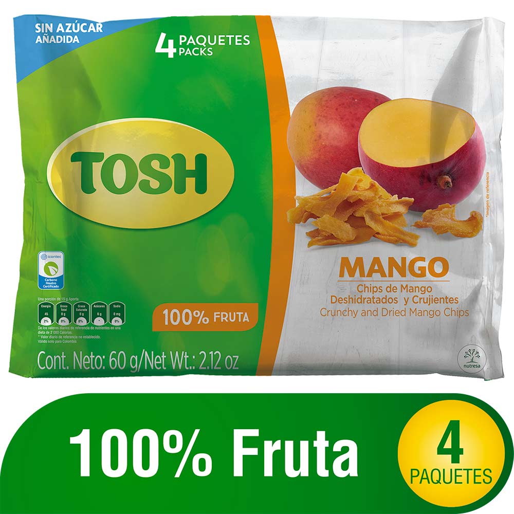 Chips Tosh Mango Deshidratados Y Crujientes x60g