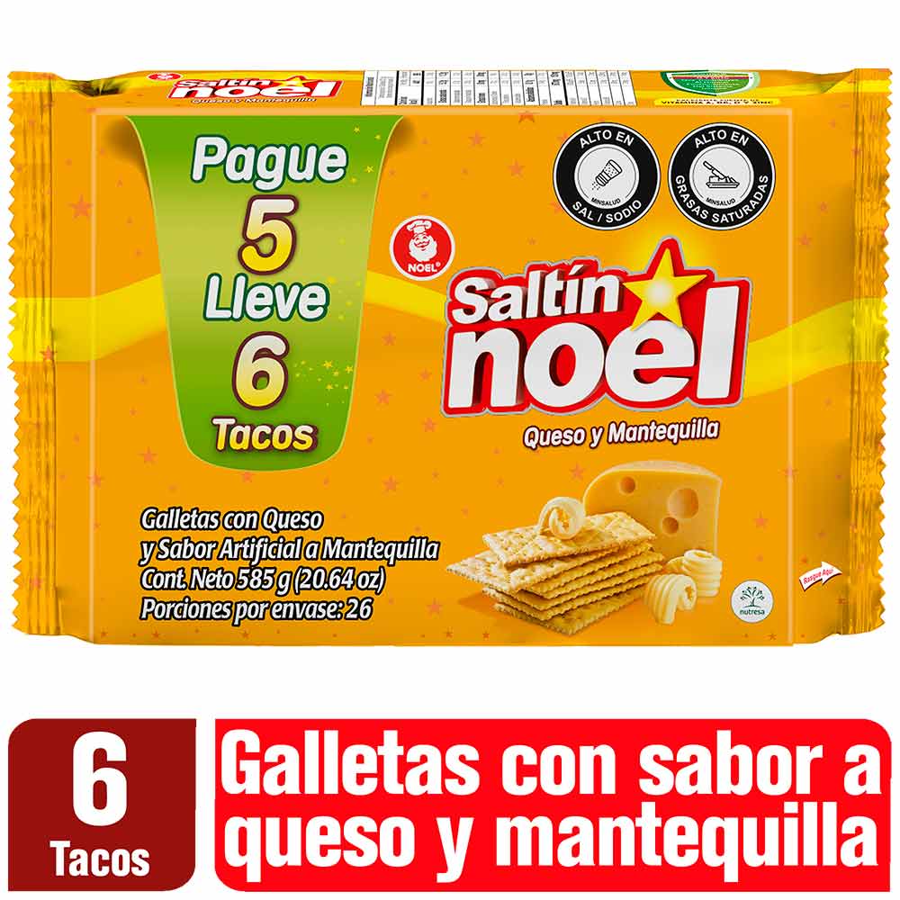 Galleta Saltinnoel Queso Mantequilla Pague 5 Lleve 6 Tacos x585g