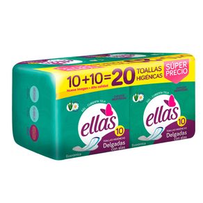 Toallas Higiénicas Ellas Delgadas Alas x2 Paquete x10und c/u