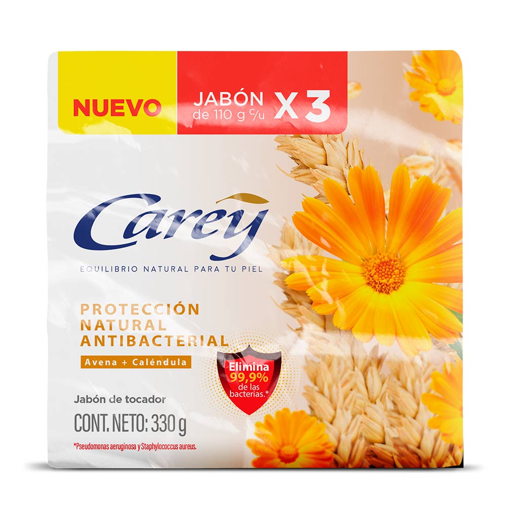 Jabon Carey Protección Natural Antibacterial x3 Und x110grs