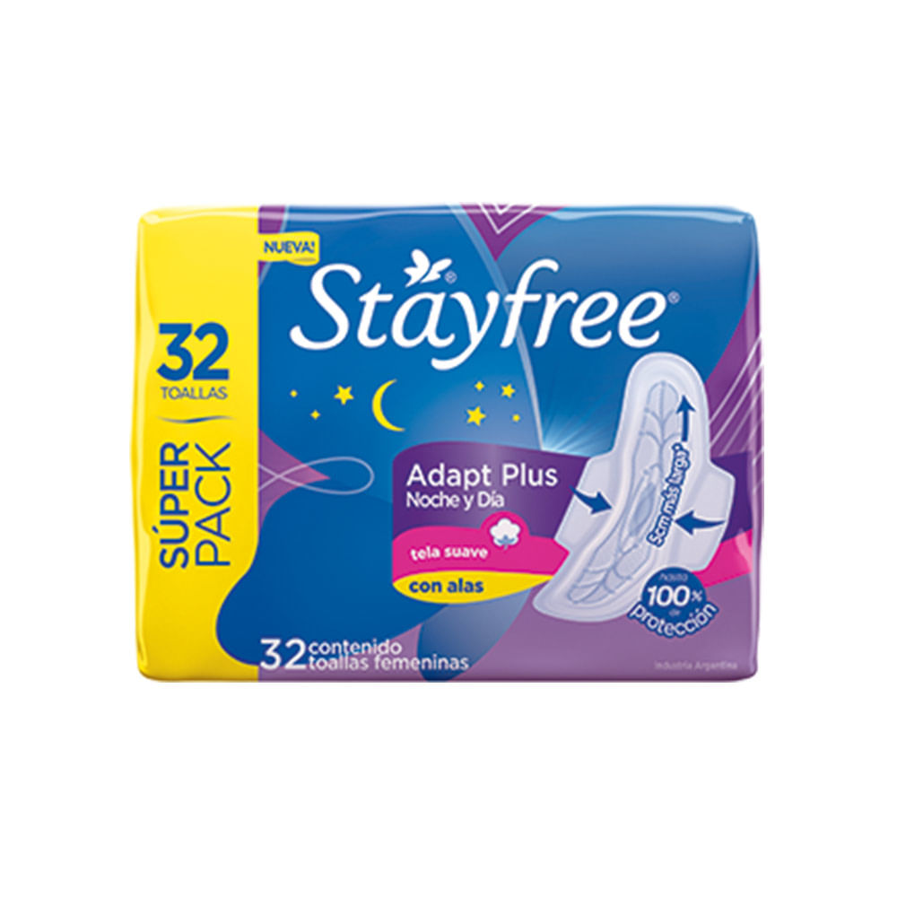 Toallas Stayfree Femeninas Noche Y Día Con Alas x32und