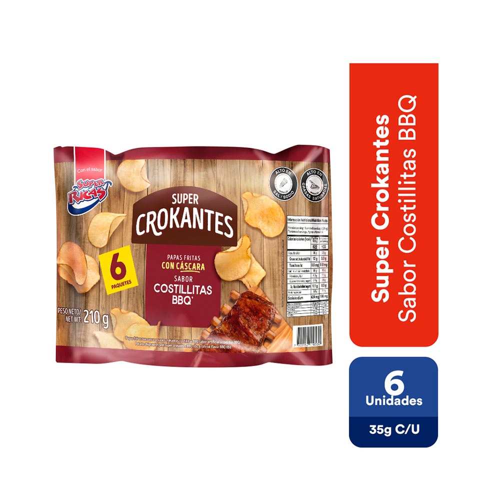 Papas Super Ricas crokantes costillas bbq x210g