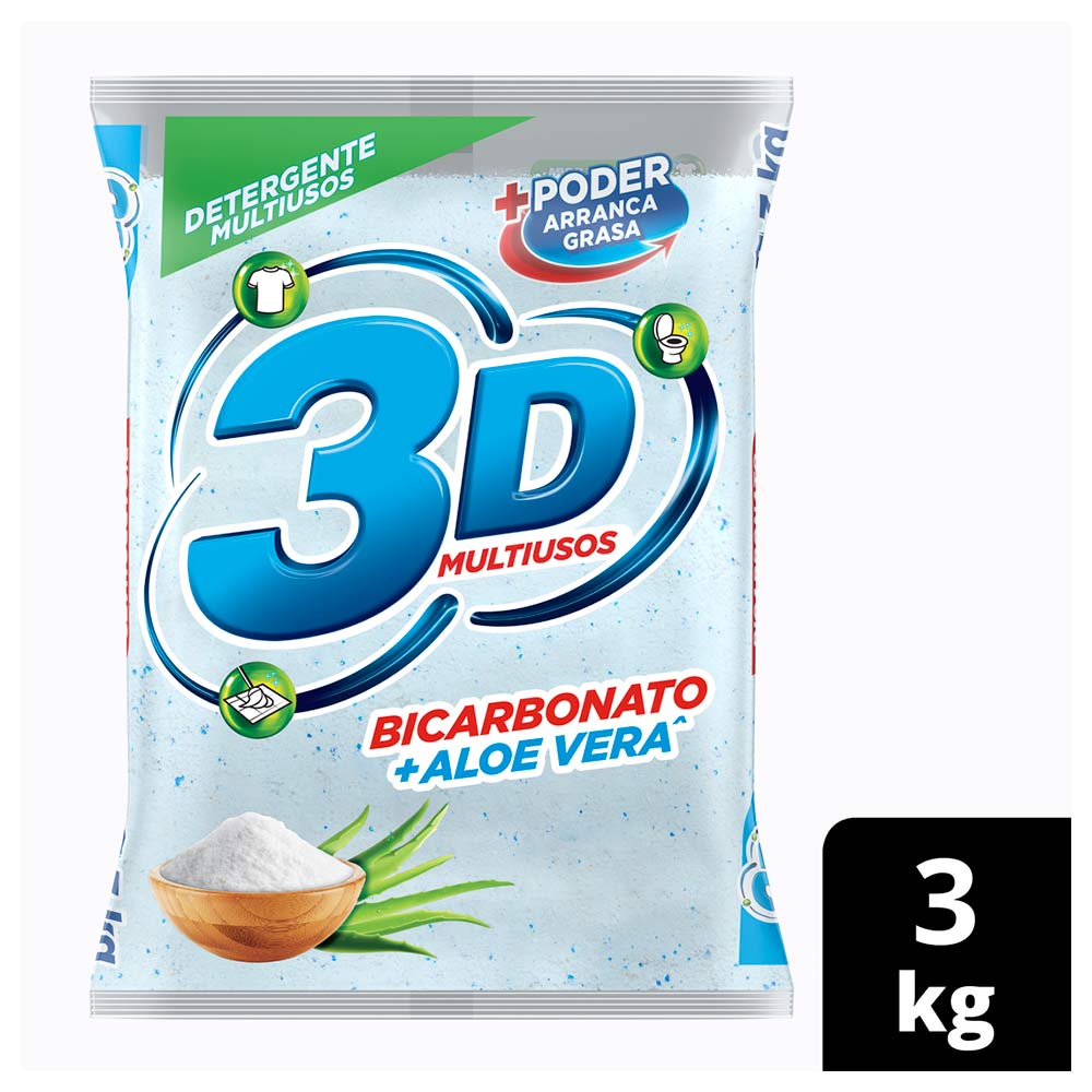 Detergente 3d Multiusos bicarbonato + aloe vera x 3 kg