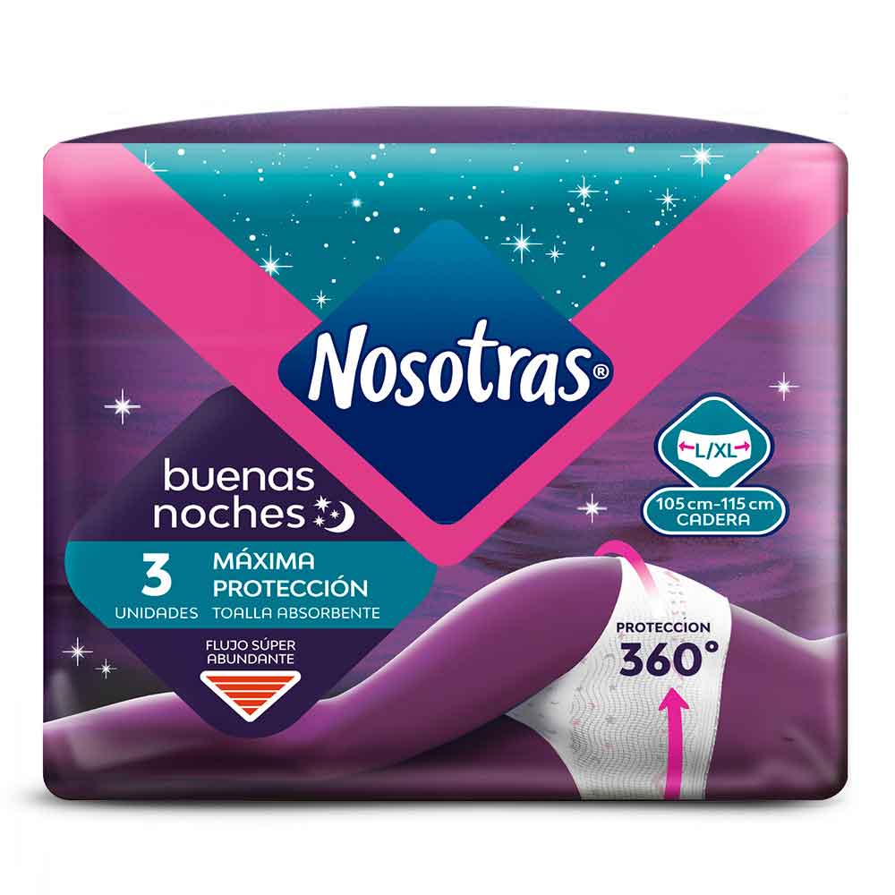 Toallas higiénicas Nosotras buenas noches Talla L-XL x3 und