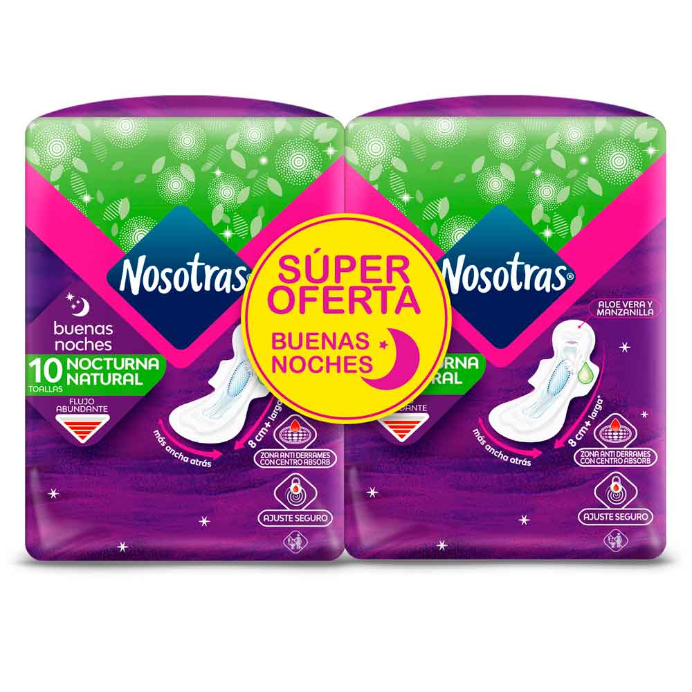 Toallas higiénicas Nosotras buenas noches 2x10 pe