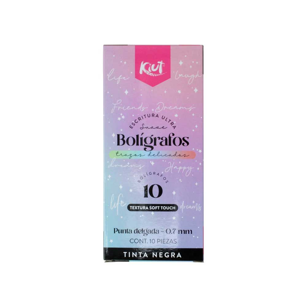 Caja bolígrafos Kiut negros x10 unds