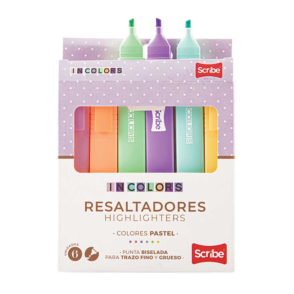 Resaltadores unipunta Incolors Scribe x 6unds