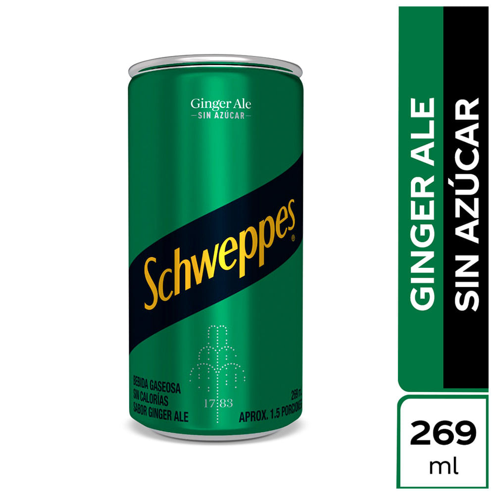 Gaseosa Schweppes ginger Sin Azúcar Lata x269ml-Inactivo
