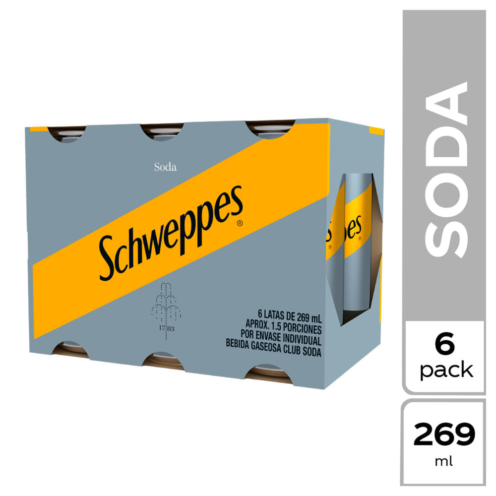 Gaseosa Schweppes Soda Lata x6Und x269ml C-U-Inactivo