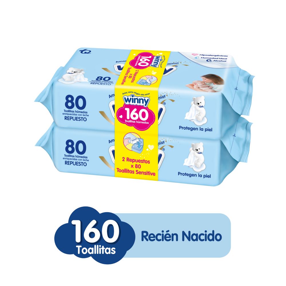 Toallitas Winny recién nacido repuesto x160und