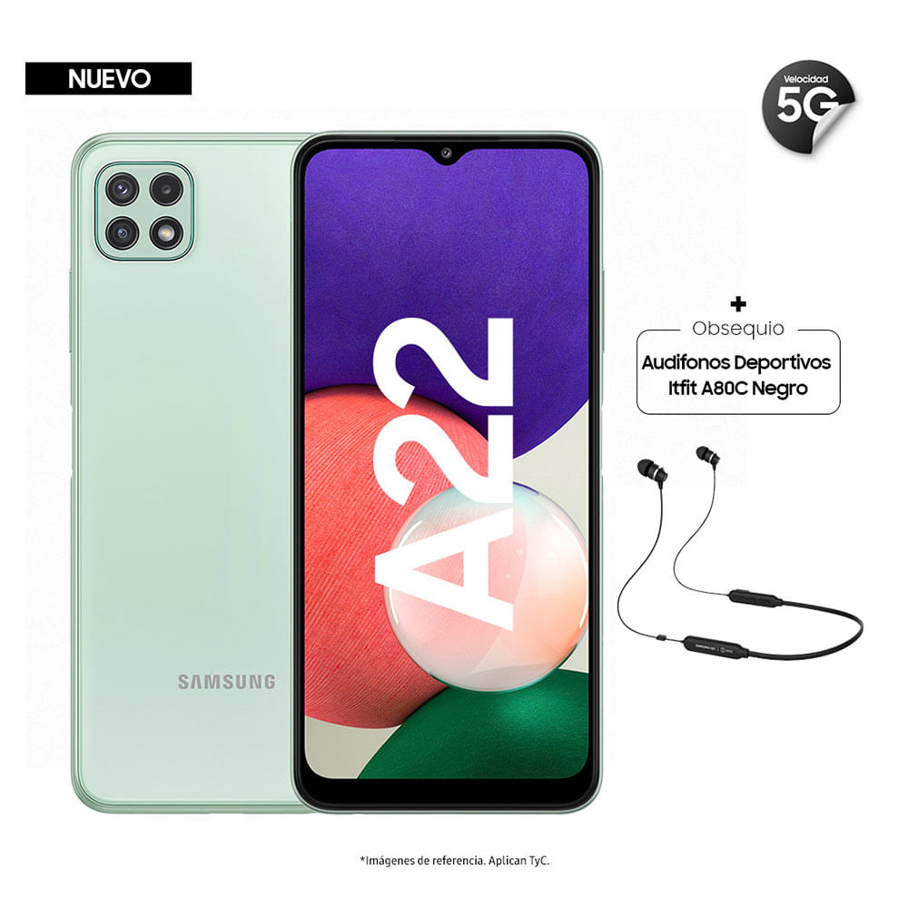 Celular Samsung Galaxy A22 5G 6,6" 128GB Verde + Audífonos Inalámbricos