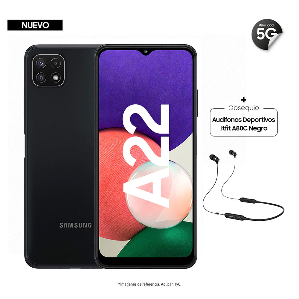 Celular Samsung Galaxy A22 5G 6,6" 128GB Gris + Audífonos Inalámbricos