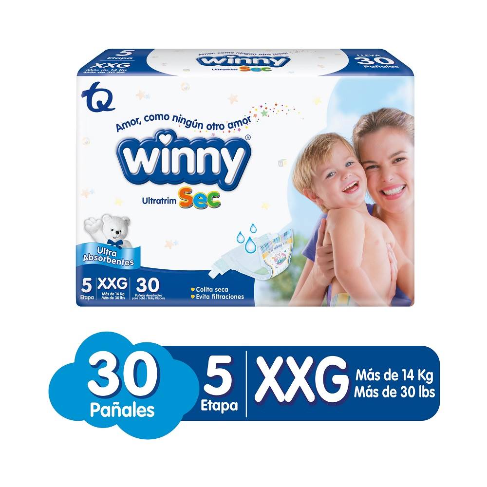 Pañales Winny Ultratrim Sec etapa 5 x30und