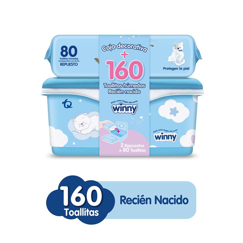 Toallitas Winny recién nacido x160und + caja