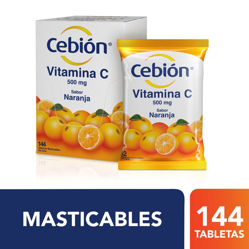 Vitamina C Cebión sabor naranja 12 bolsas x12 tabletas
