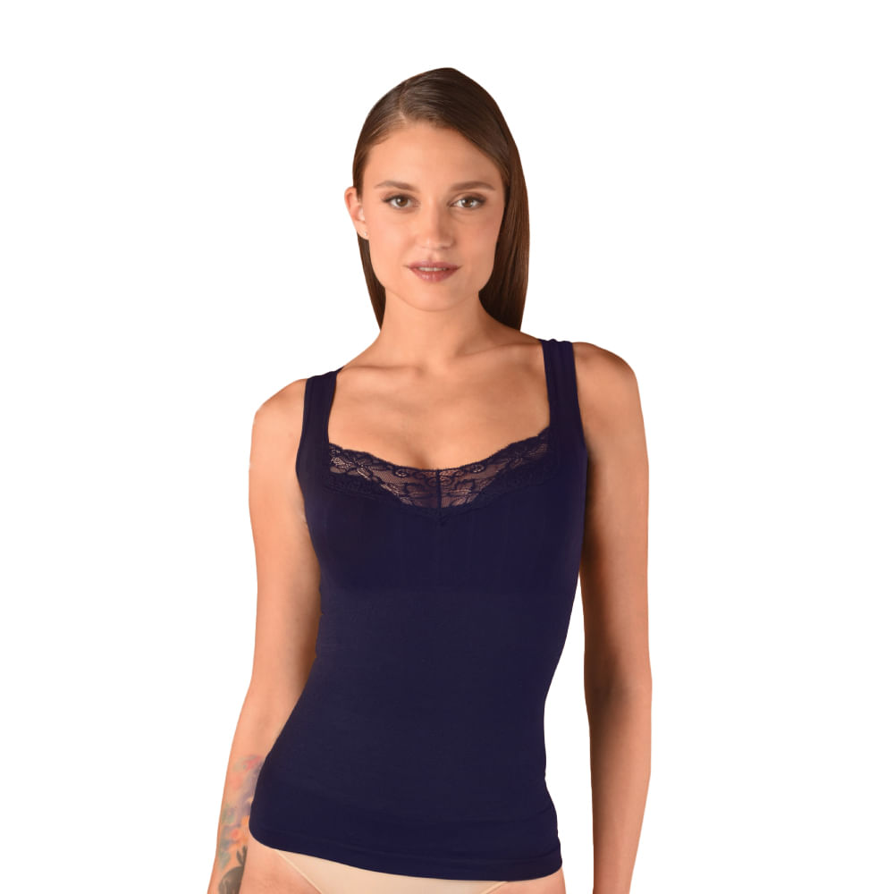 Camis Faja Ctrl Encaje Azul 1T3367